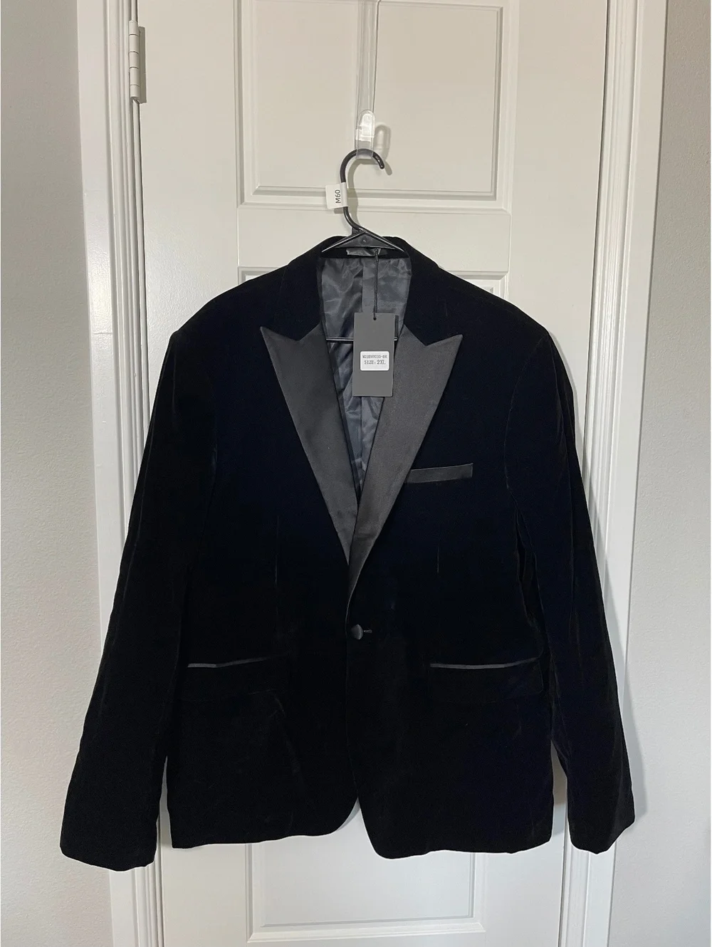 Suit for Men Size XXL Black Velvet Notch Lapel 2 Pieces M60